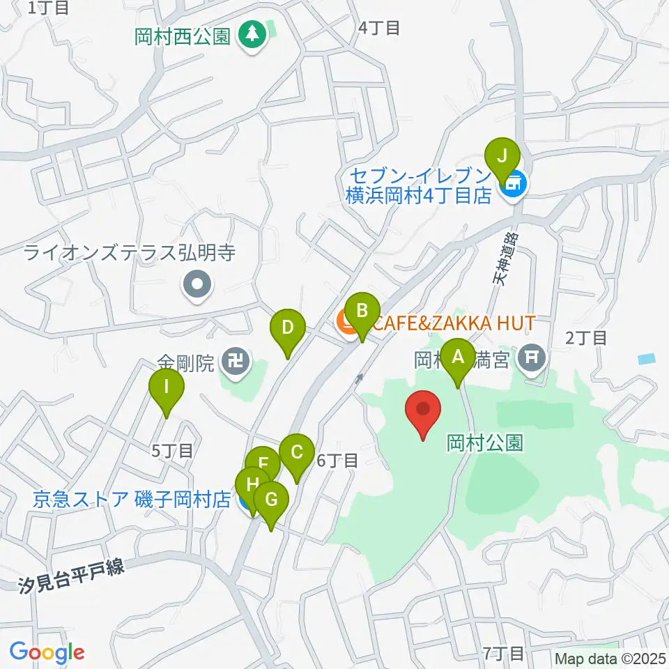 岡村公園少年多目的広場周辺の駐車場・コインパーキング一覧地図