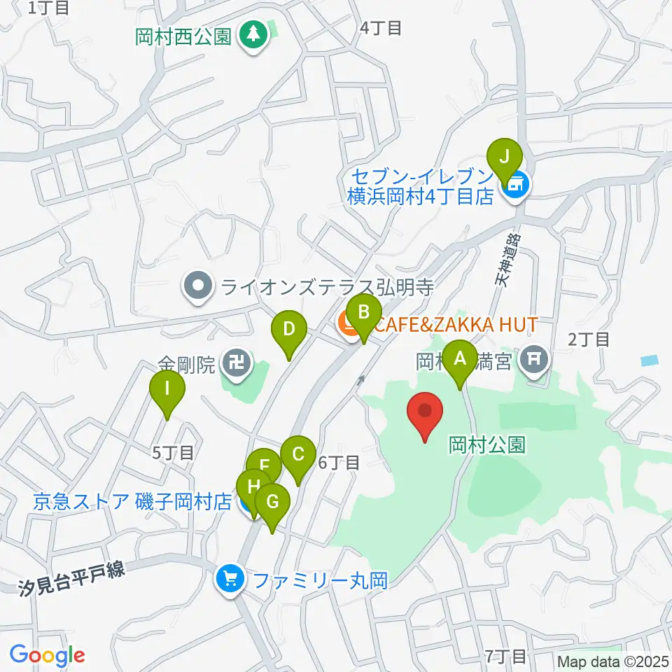 岡村公園少年多目的広場周辺の駐車場・コインパーキング一覧地図