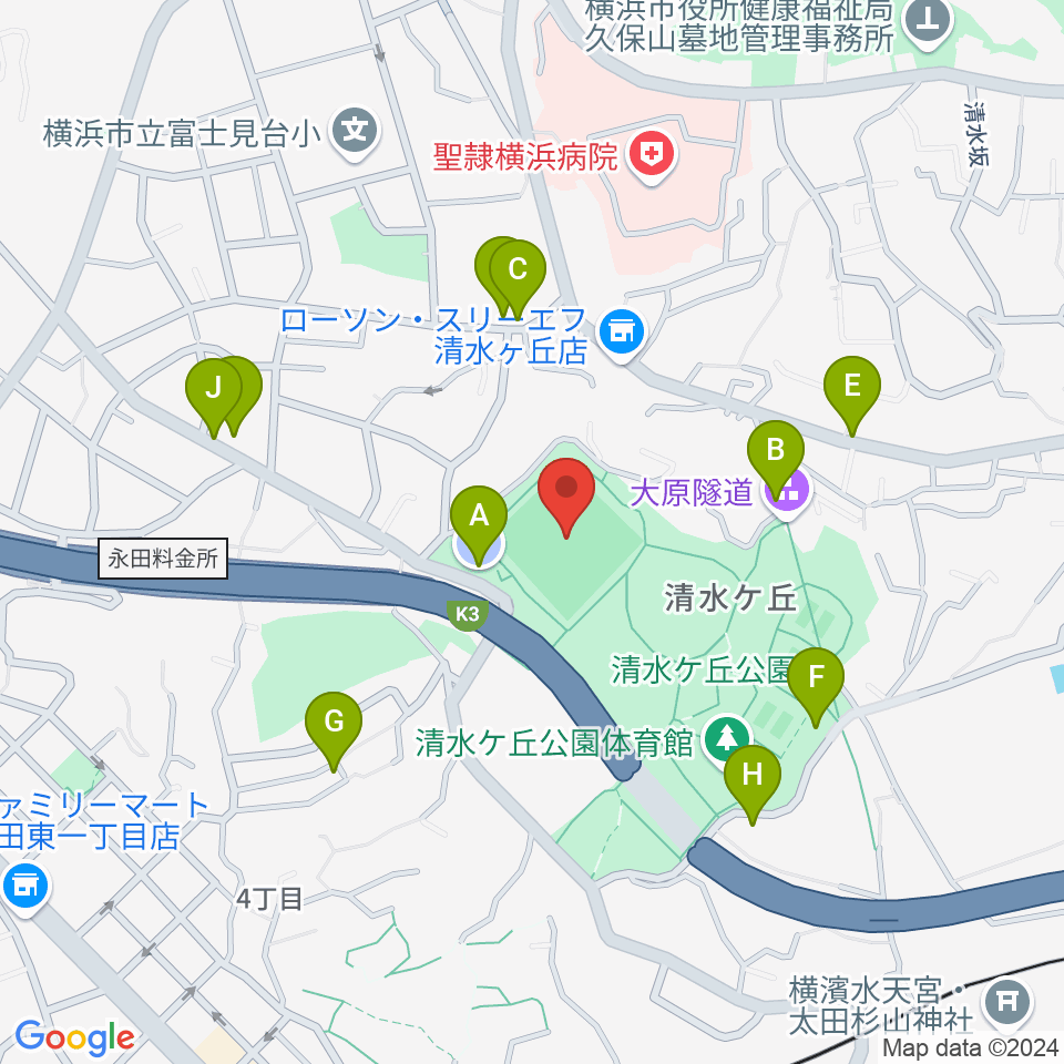 清水ケ丘公園運動広場周辺の駐車場・コインパーキング一覧地図