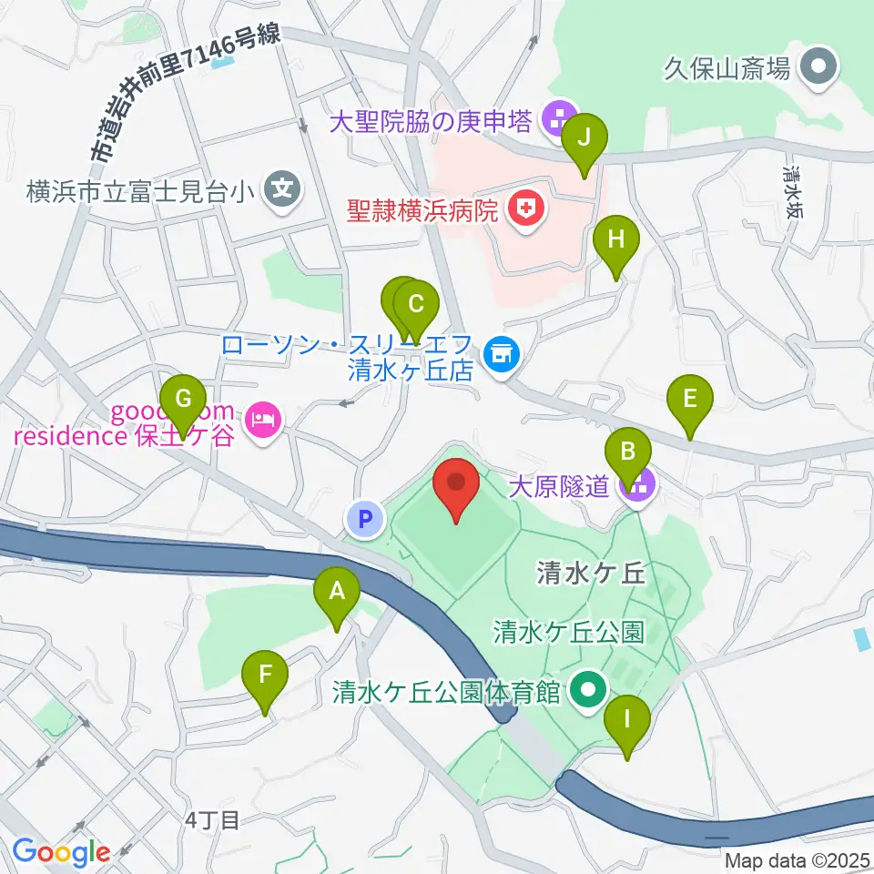 清水ケ丘公園運動広場周辺の駐車場・コインパーキング一覧地図