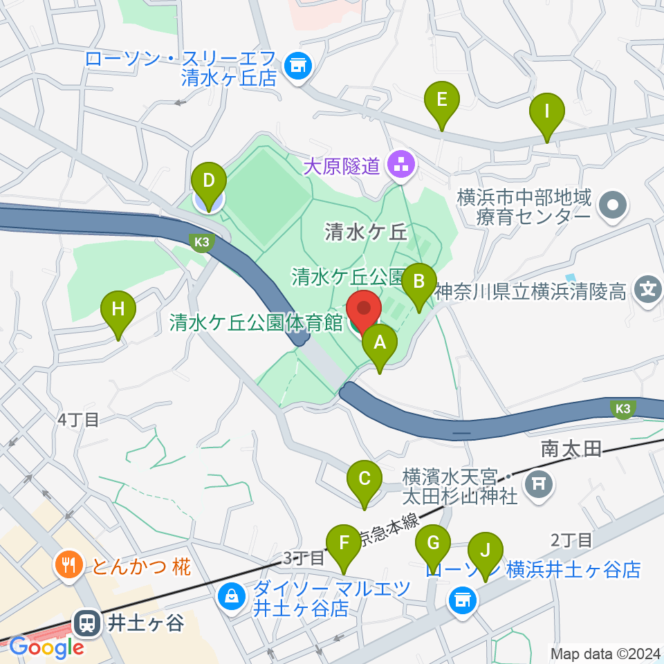 清水ケ丘公園体育館周辺の駐車場・コインパーキング一覧地図