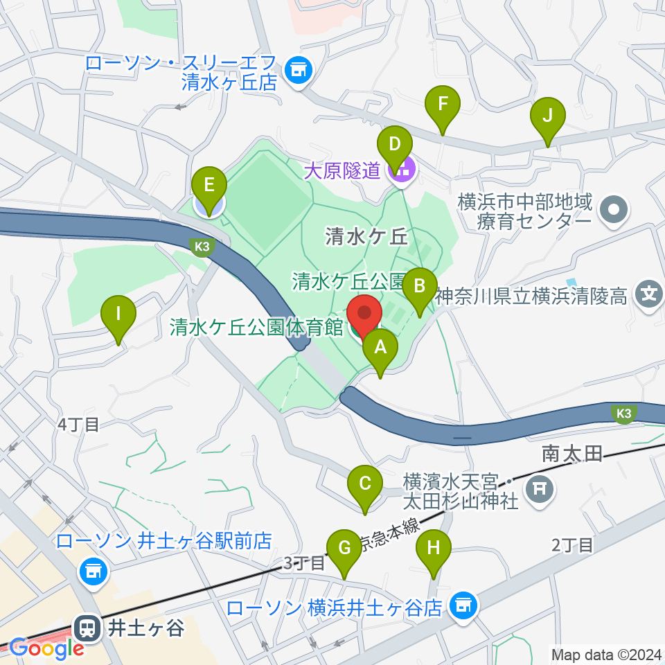 清水ケ丘公園体育館周辺の駐車場・コインパーキング一覧地図