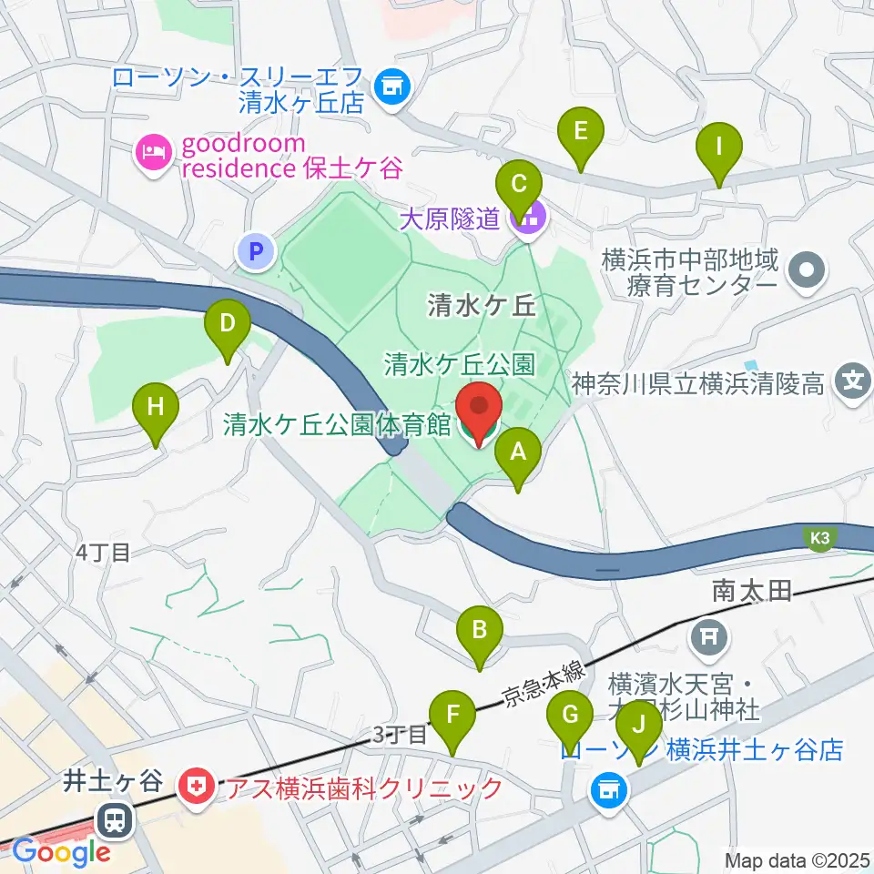 清水ケ丘公園体育館周辺の駐車場・コインパーキング一覧地図