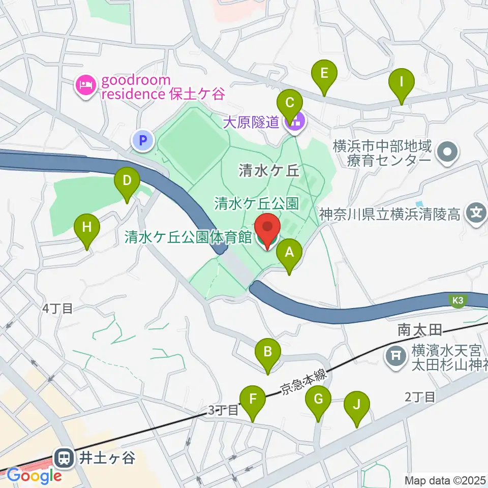 清水ケ丘公園体育館周辺の駐車場・コインパーキング一覧地図