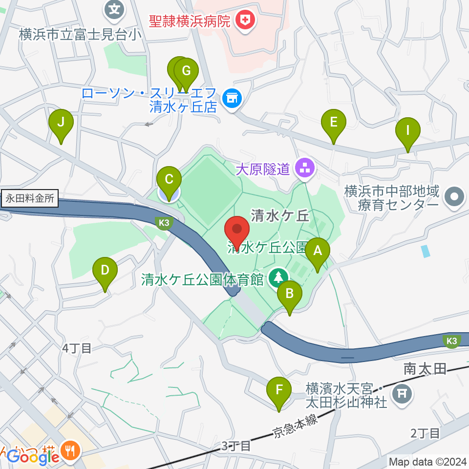 清水ケ丘公園プール周辺の駐車場・コインパーキング一覧地図