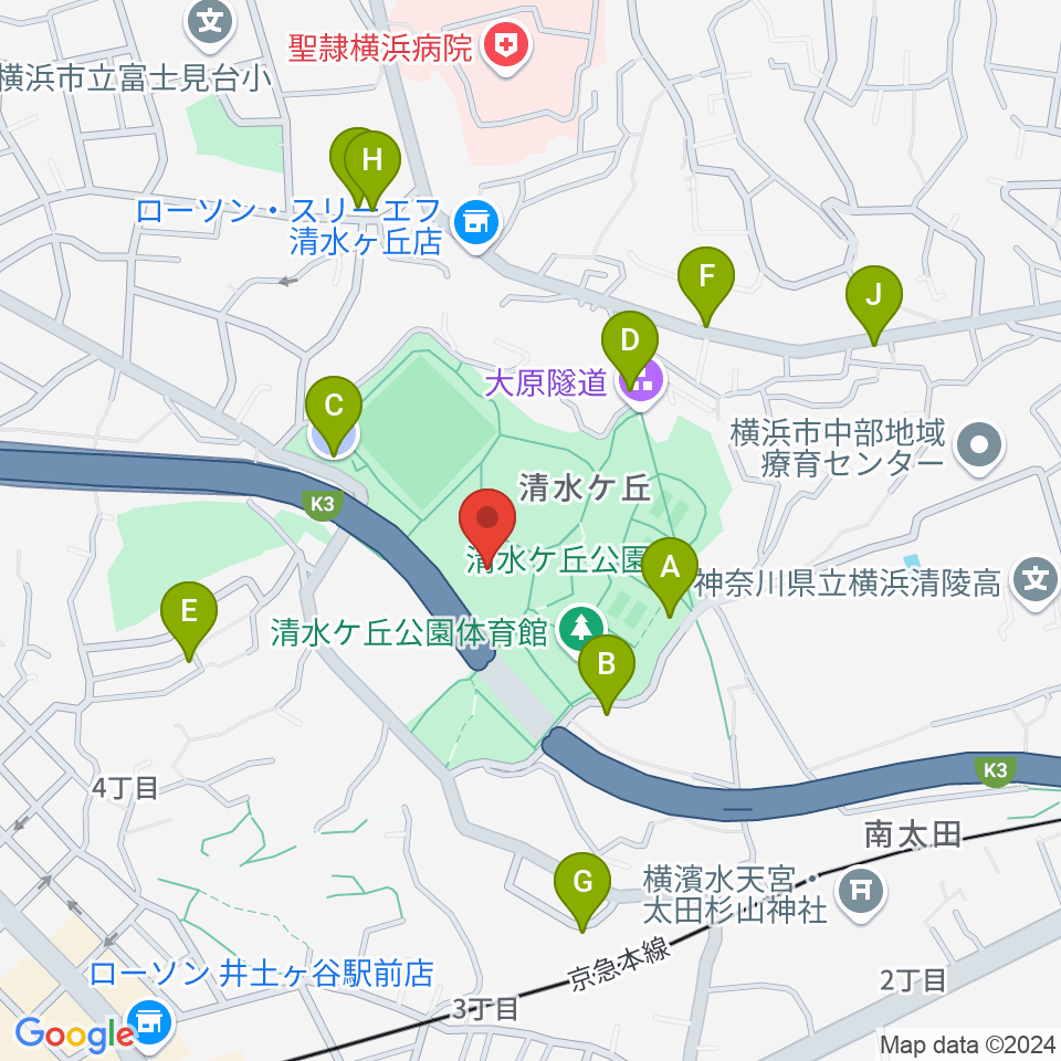 清水ケ丘公園プール周辺の駐車場・コインパーキング一覧地図