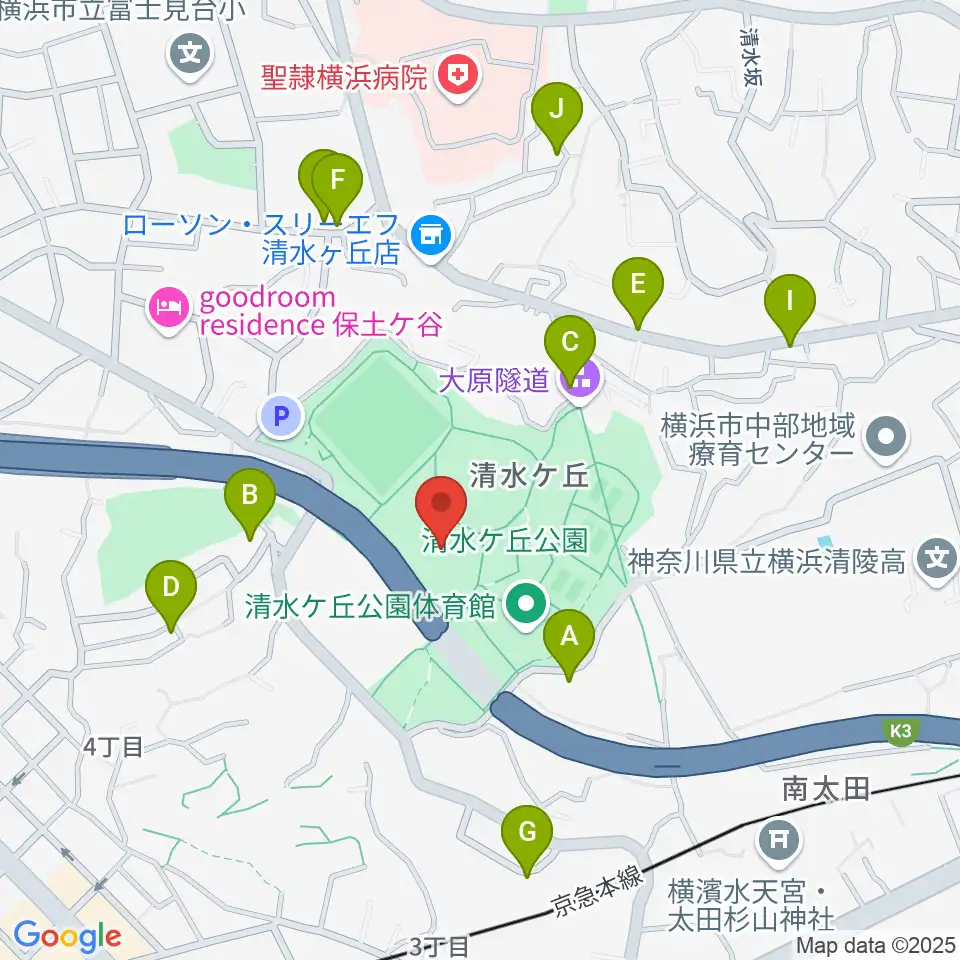 清水ケ丘公園プール周辺の駐車場・コインパーキング一覧地図