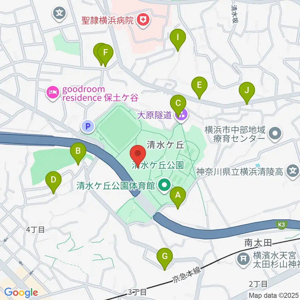 清水ケ丘公園プール周辺の駐車場・コインパーキング一覧地図