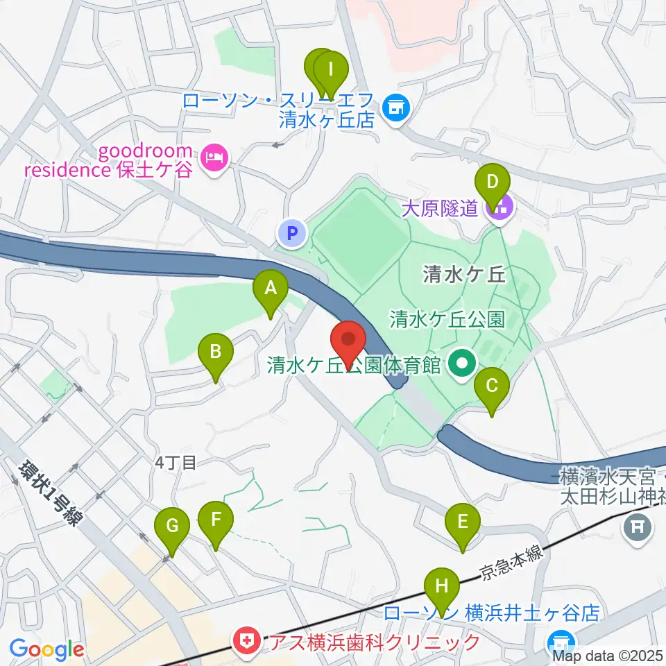 清水ケ丘公園多目的広場周辺の駐車場・コインパーキング一覧地図