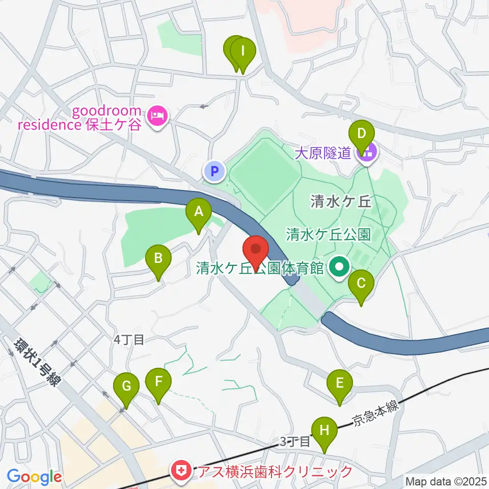 清水ケ丘公園多目的広場周辺の駐車場・コインパーキング一覧地図