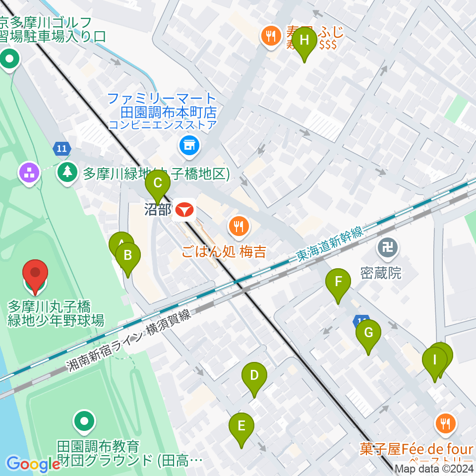 多摩川丸子橋緑地少年野球場周辺の駐車場・コインパーキング一覧地図