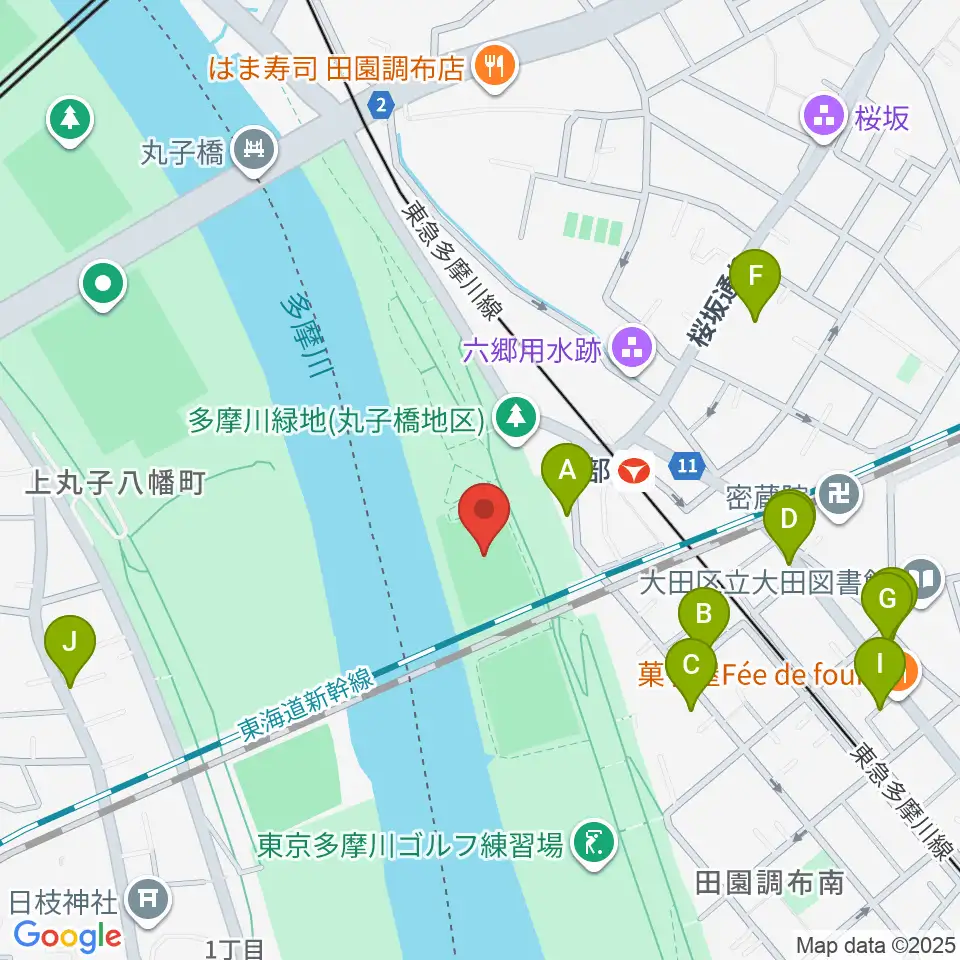 多摩川丸子橋緑地少年野球場周辺の駐車場・コインパーキング一覧地図