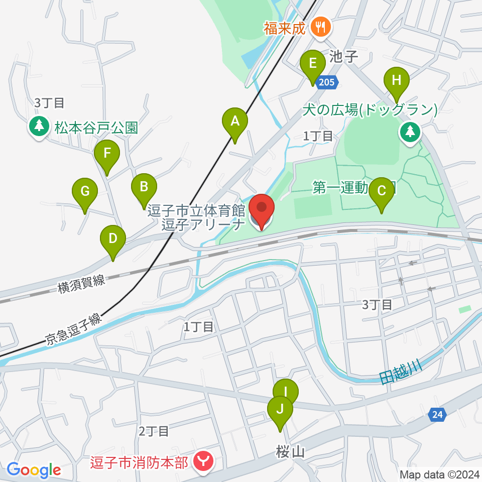 逗子アリーナ周辺の駐車場・コインパーキング一覧地図