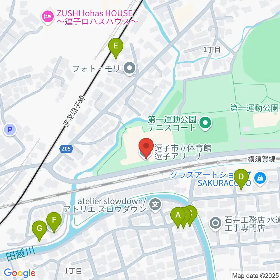 逗子アリーナ周辺の駐車場・コインパーキング一覧地図