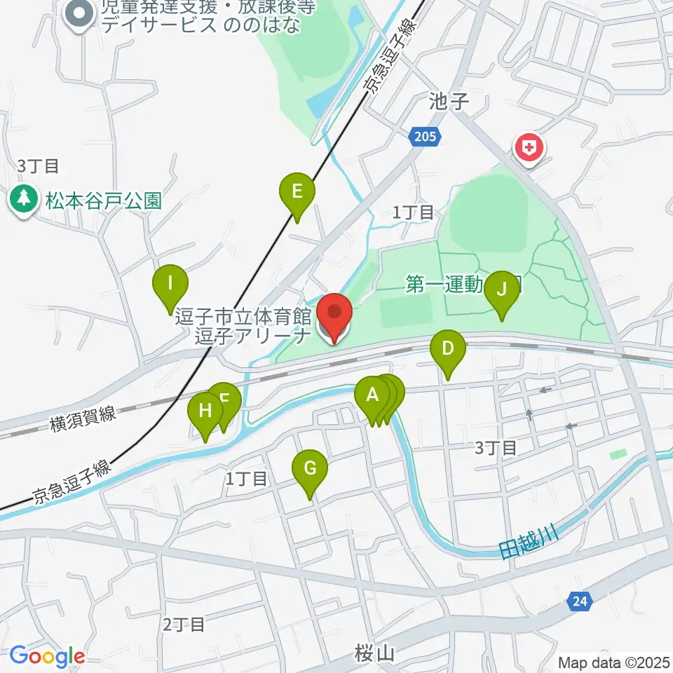逗子アリーナ周辺の駐車場・コインパーキング一覧地図