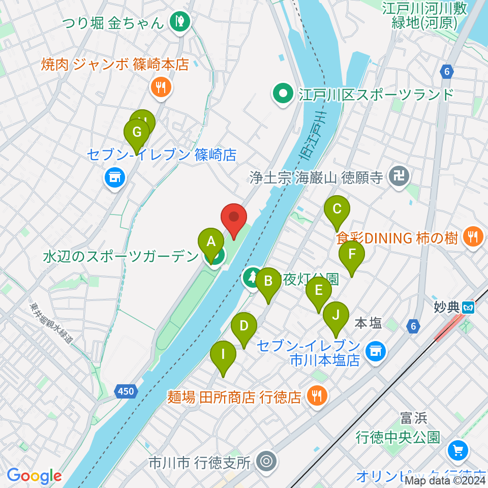 水辺のスポーツガーデン少年野球場周辺の駐車場・コインパーキング一覧地図