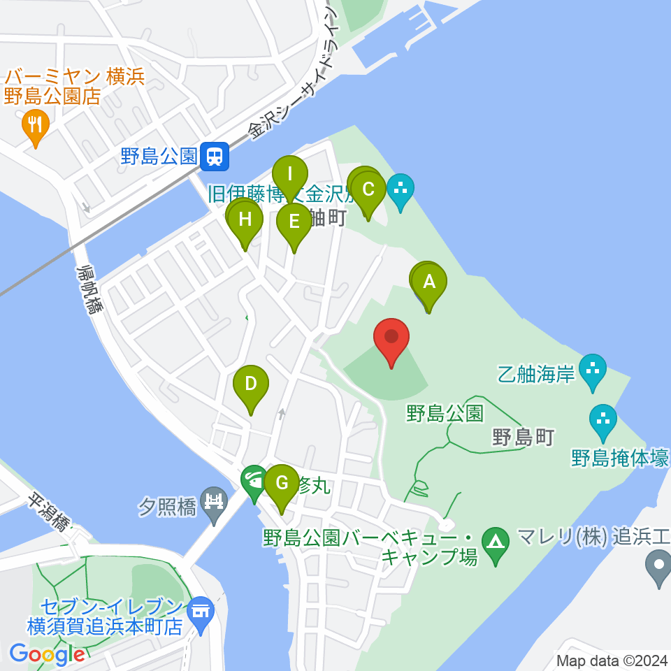 野島公園野球場周辺の駐車場・コインパーキング一覧地図