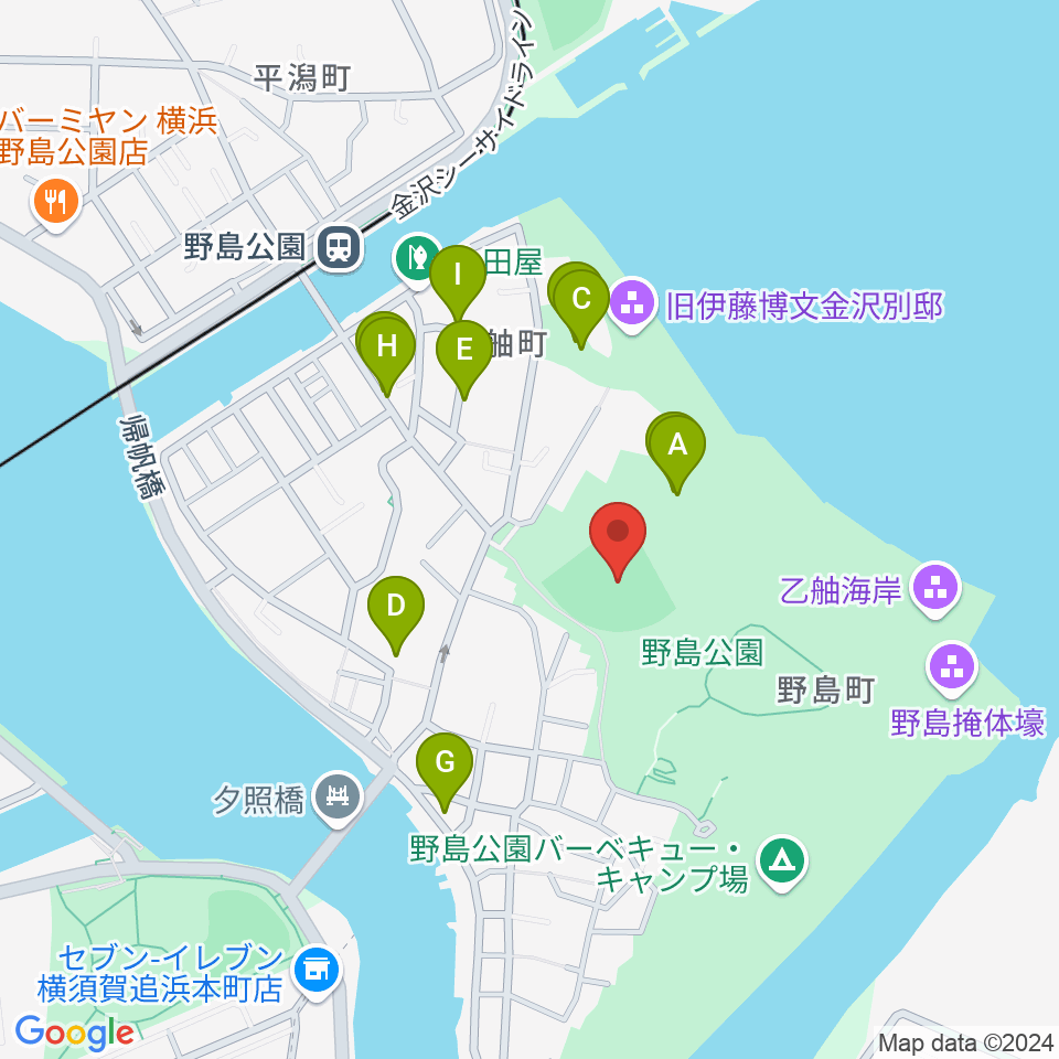 野島公園野球場周辺の駐車場・コインパーキング一覧地図