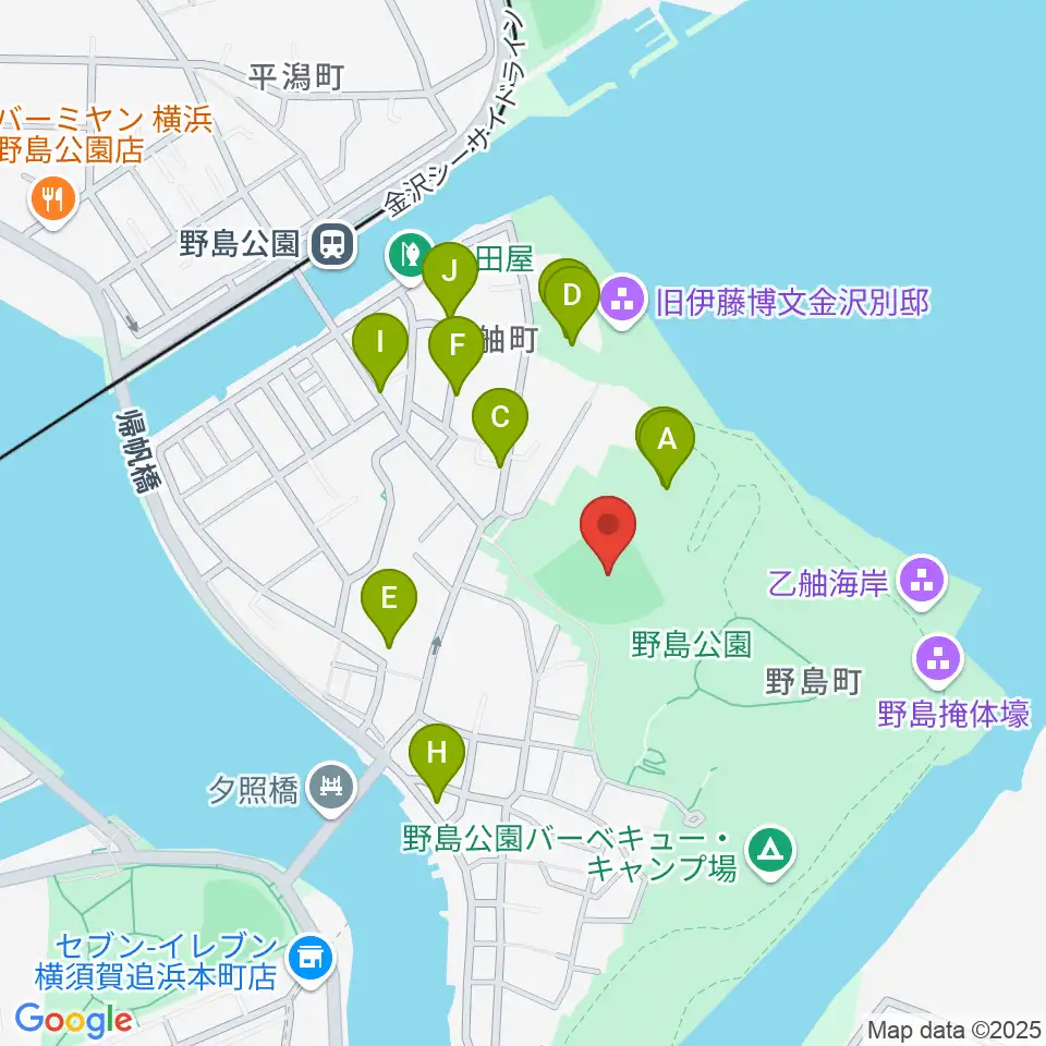 野島公園野球場周辺の駐車場・コインパーキング一覧地図