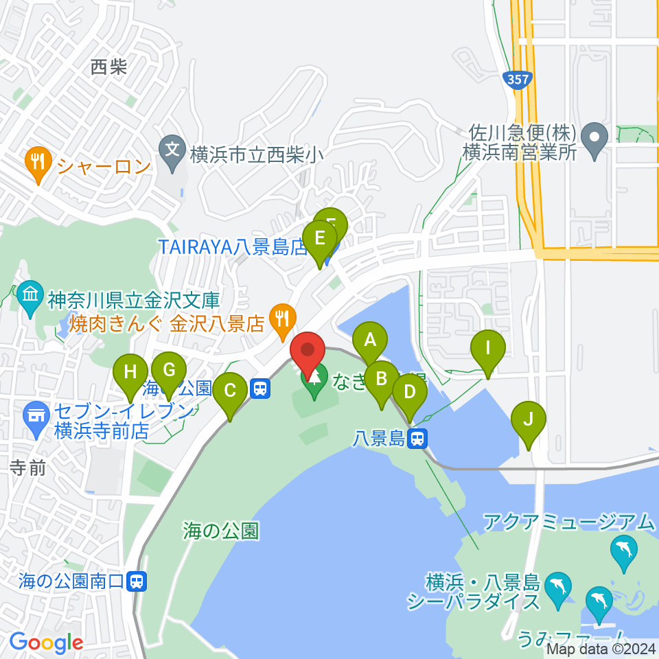 海の公園なぎさ広場多目的グラウンド周辺の駐車場・コインパーキング一覧地図