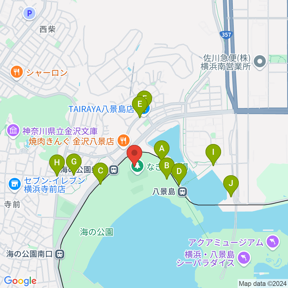 海の公園なぎさ広場多目的グラウンド周辺の駐車場・コインパーキング一覧地図