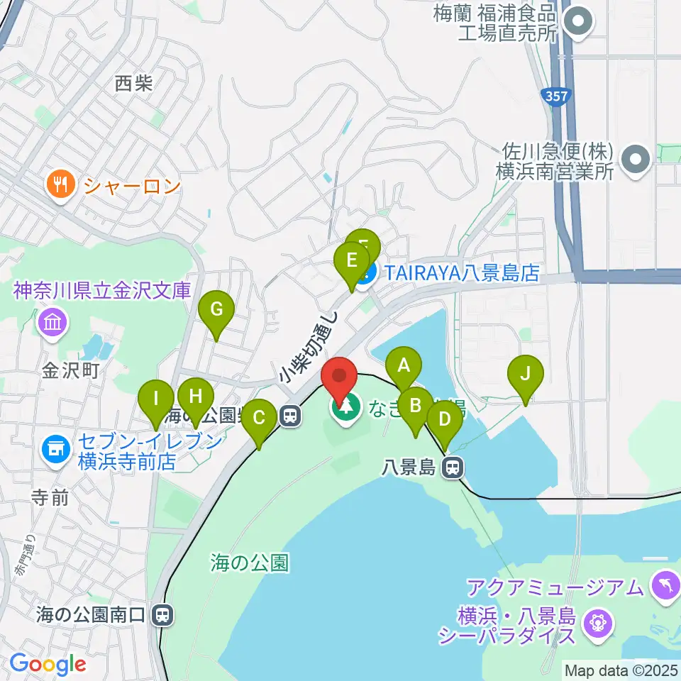 海の公園なぎさ広場多目的グラウンド周辺の駐車場・コインパーキング一覧地図