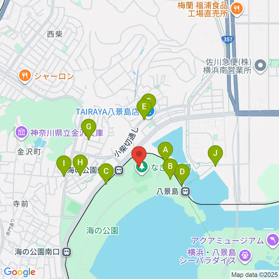 海の公園なぎさ広場多目的グラウンド周辺の駐車場・コインパーキング一覧地図