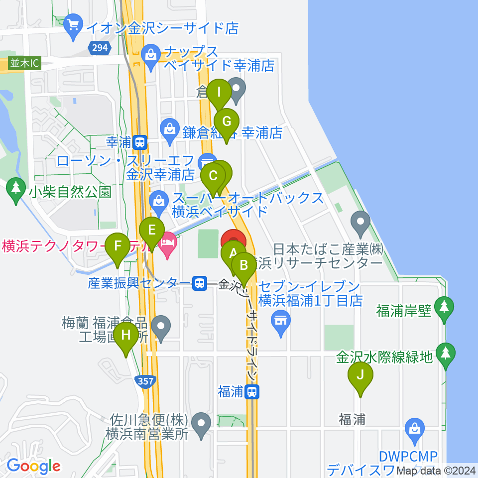 横浜市金沢産業振興センター周辺の駐車場・コインパーキング一覧地図