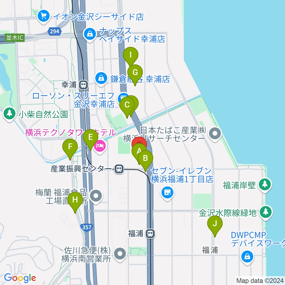 横浜市金沢産業振興センター周辺の駐車場・コインパーキング一覧地図