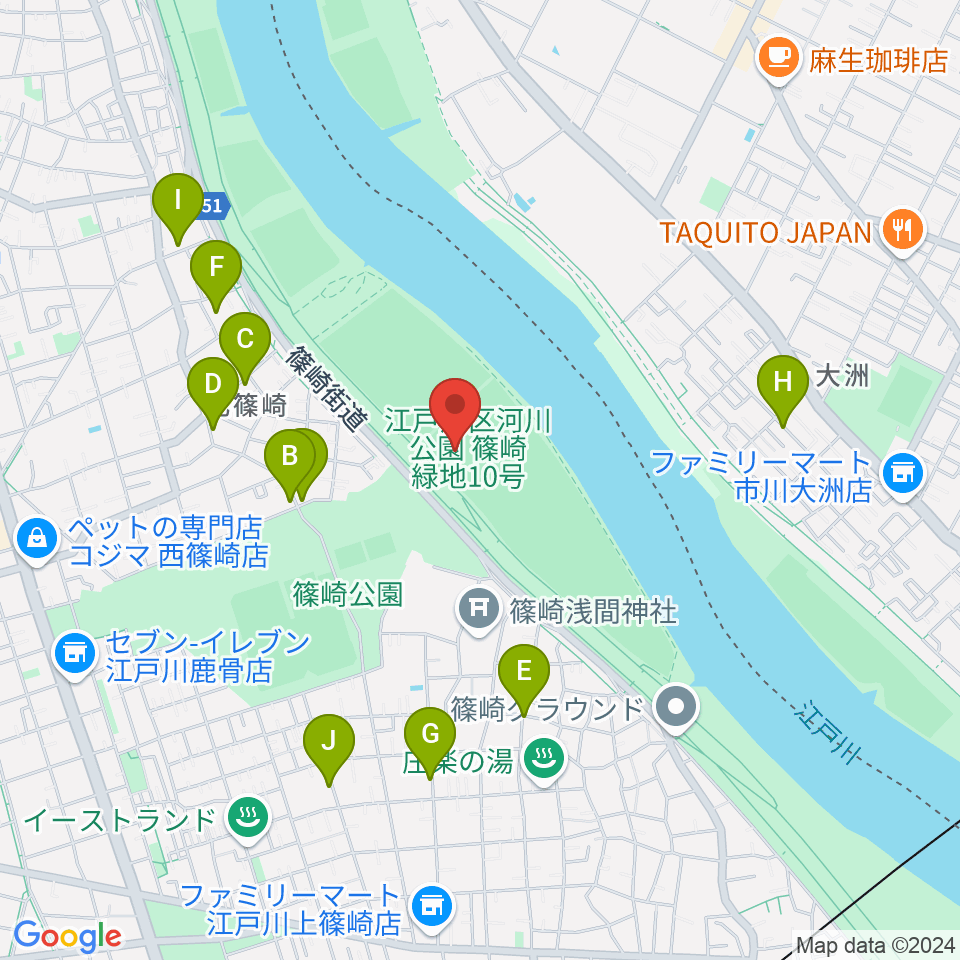 江戸川サッカー場・少年サッカー場周辺の駐車場・コインパーキング一覧地図