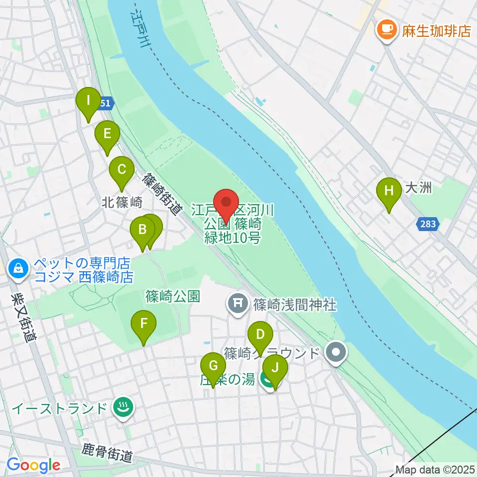 江戸川サッカー場・少年サッカー場周辺の駐車場・コインパーキング一覧地図