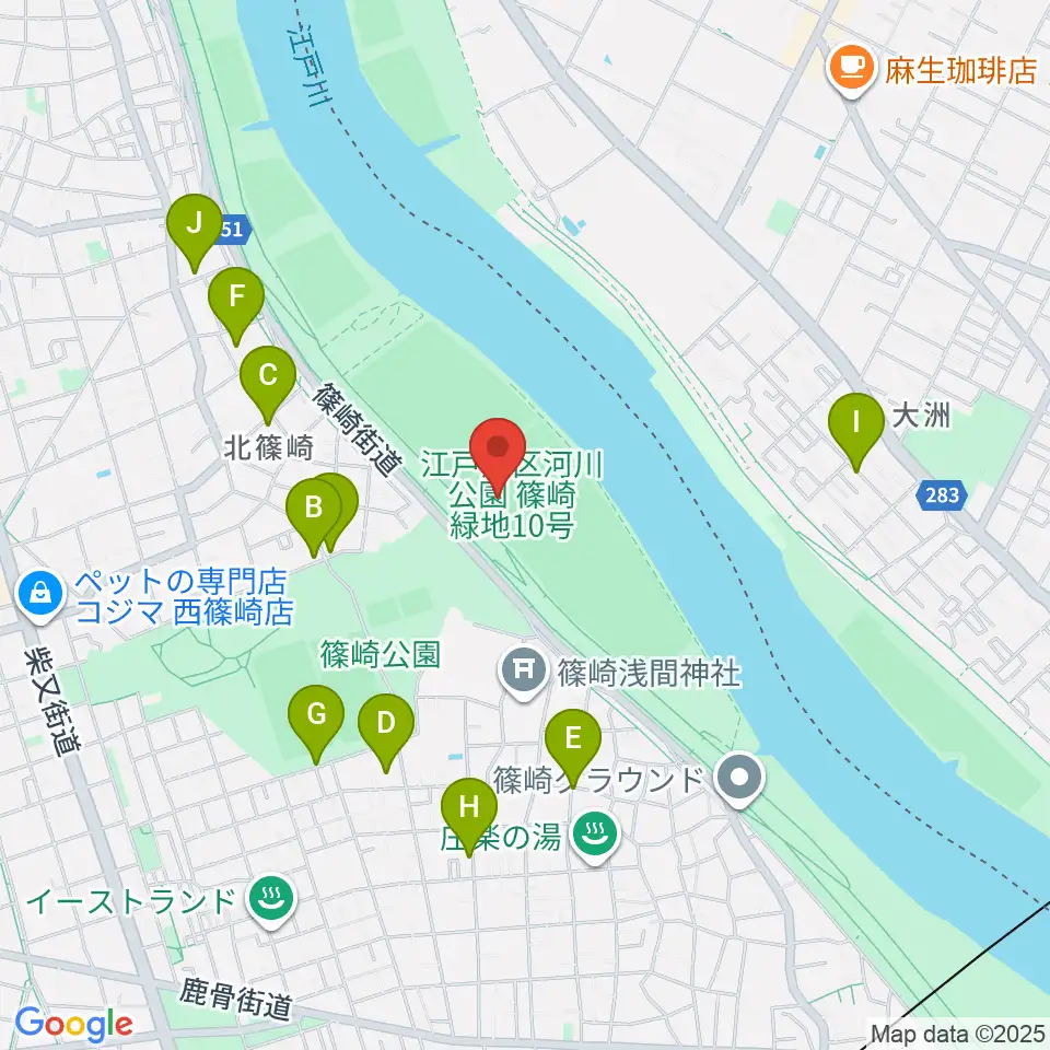 江戸川サッカー場・少年サッカー場周辺の駐車場・コインパーキング一覧地図