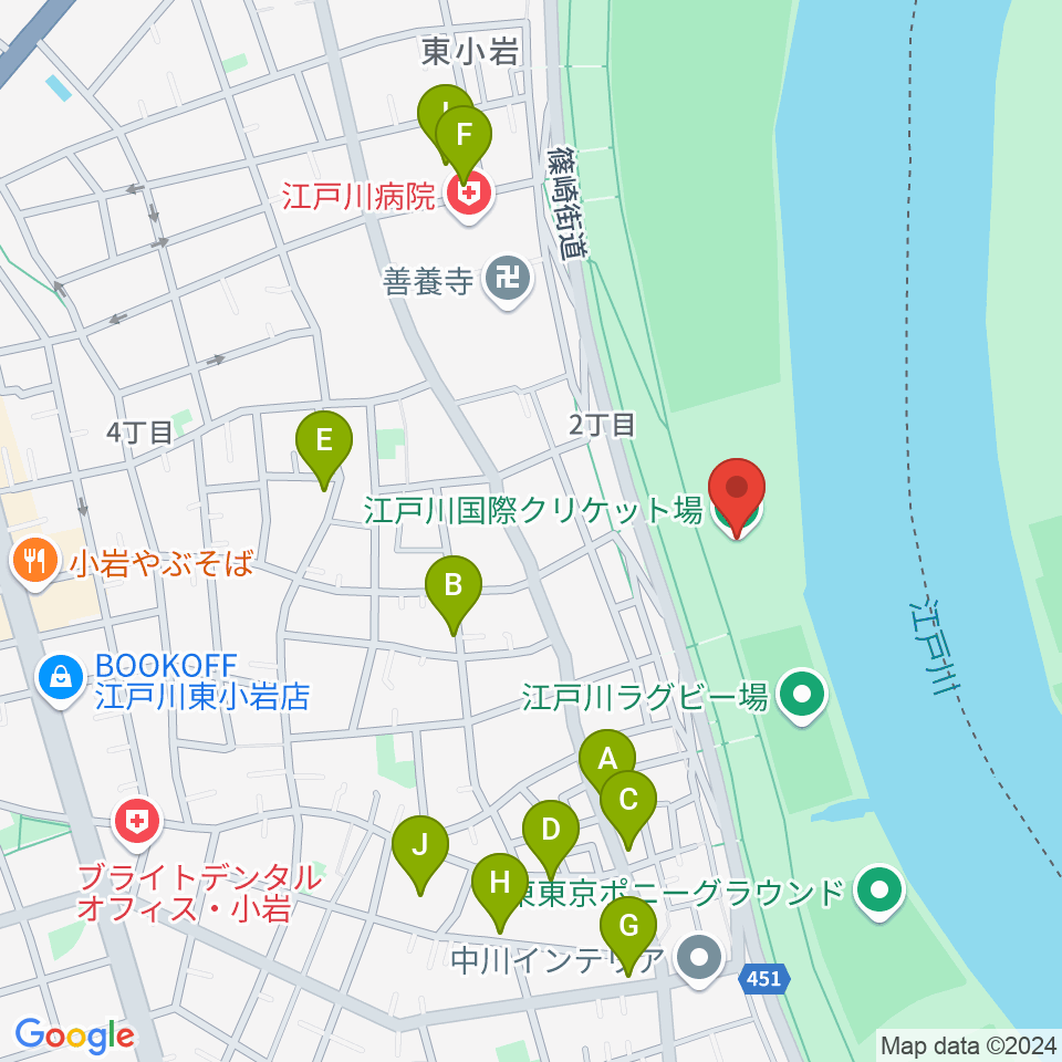 江戸川病院前スポーツ広場周辺の駐車場・コインパーキング一覧地図