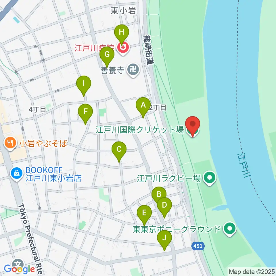 江戸川病院前スポーツ広場周辺の駐車場・コインパーキング一覧地図