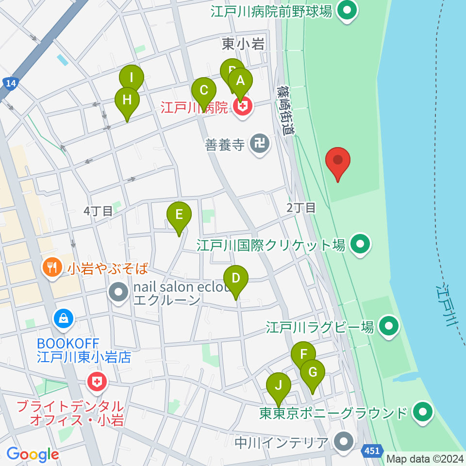 東小岩少年野球場周辺の駐車場・コインパーキング一覧地図