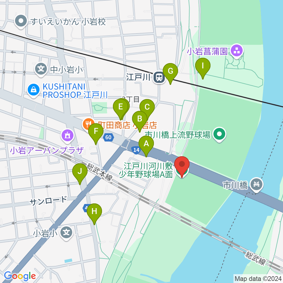 北小岩少年野球場周辺の駐車場・コインパーキング一覧地図