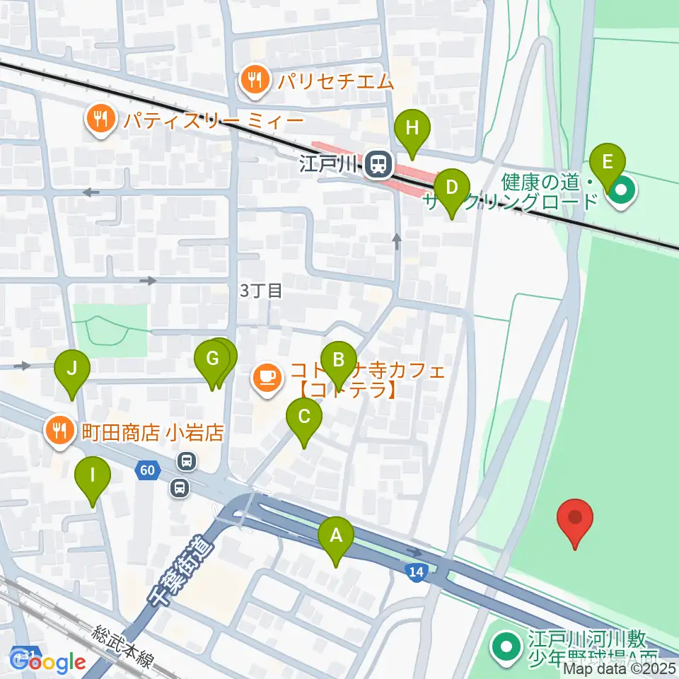 市川橋上流野球場周辺の駐車場・コインパーキング一覧地図