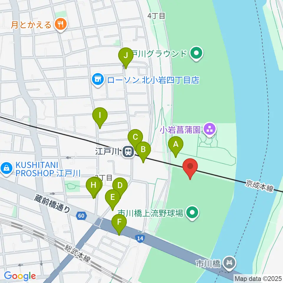 江戸川ソフトボール場周辺の駐車場・コインパーキング一覧地図
