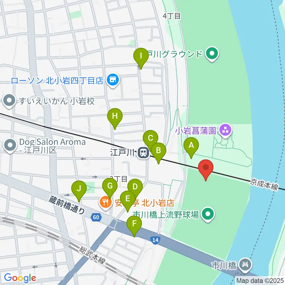 江戸川ソフトボール場周辺の駐車場・コインパーキング一覧地図