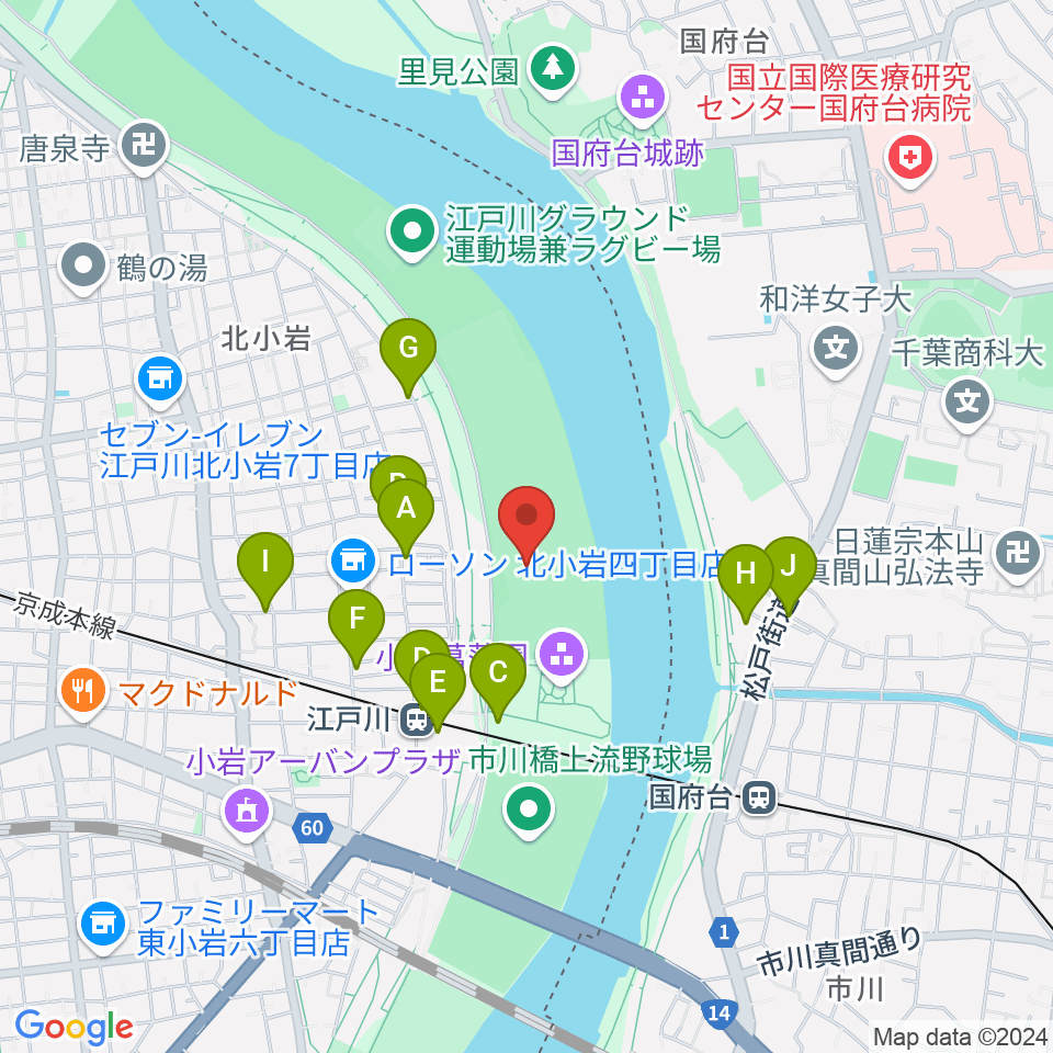 京成鉄橋上流野球場周辺の駐車場・コインパーキング一覧地図