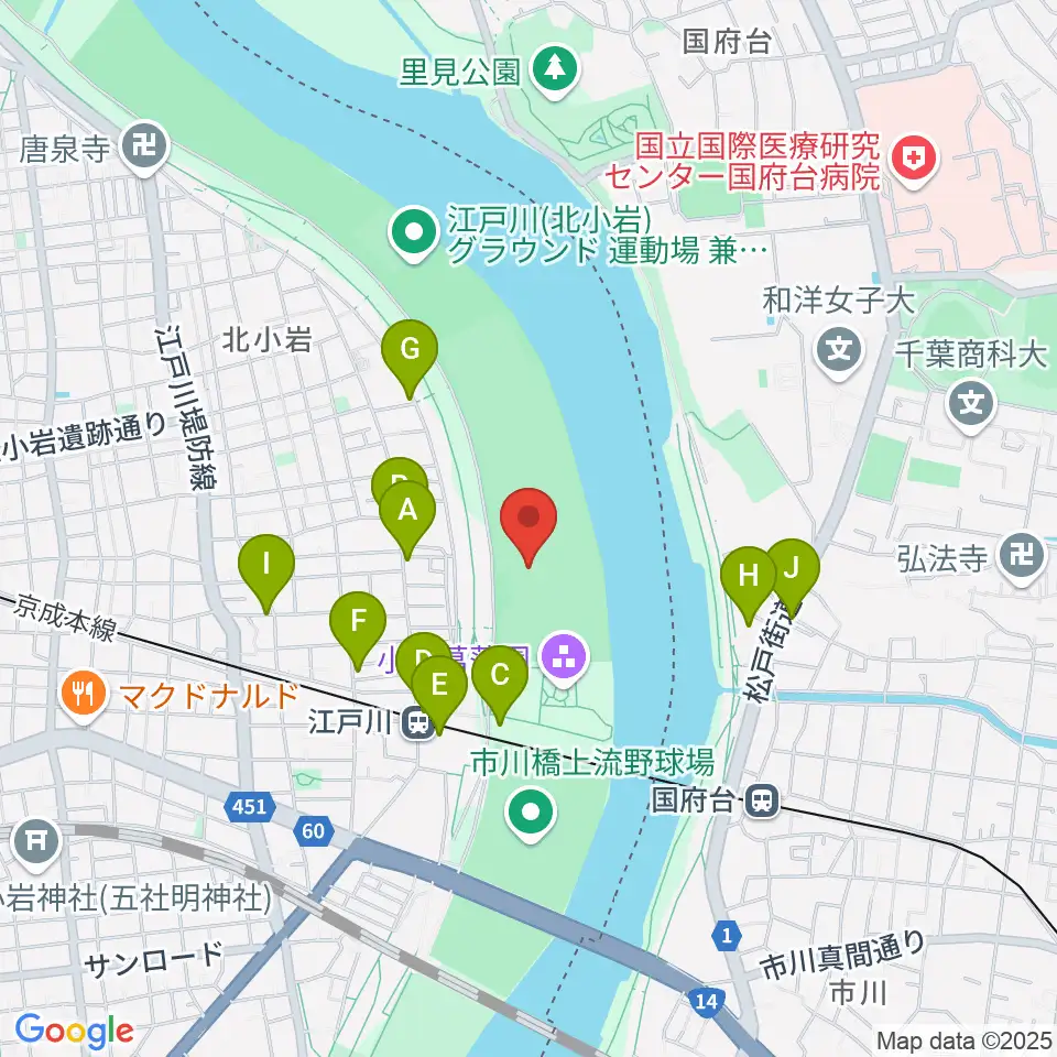 京成鉄橋上流野球場周辺の駐車場・コインパーキング一覧地図