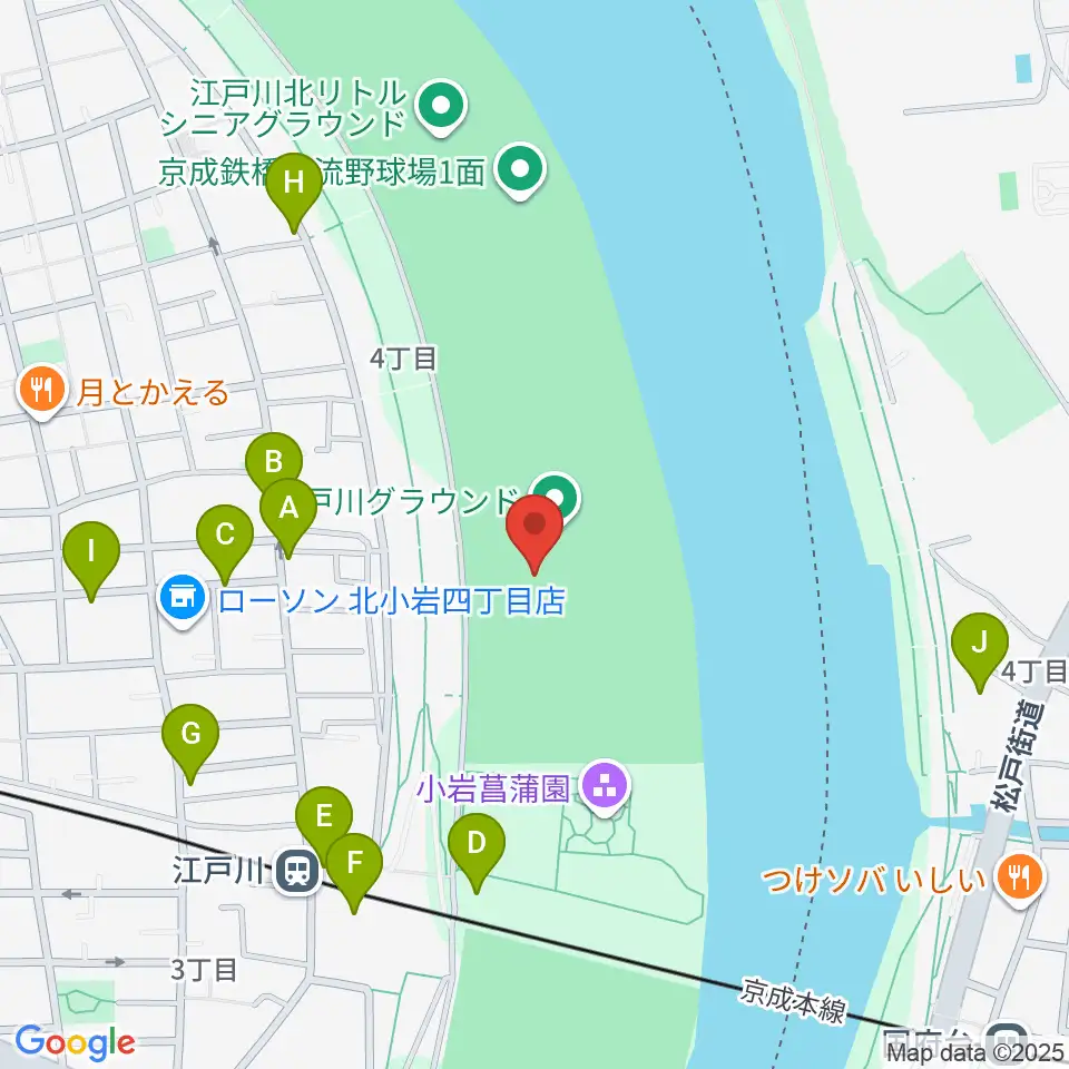 京成鉄橋上流野球場周辺の駐車場・コインパーキング一覧地図