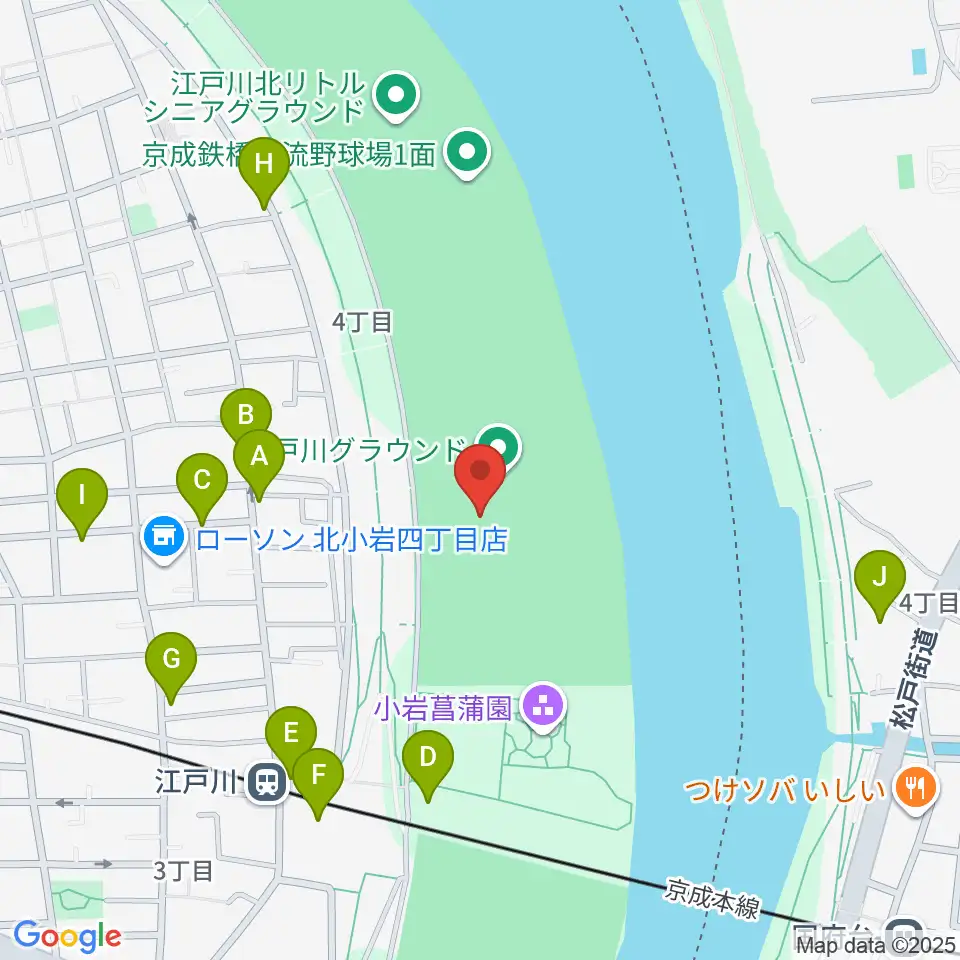 京成鉄橋上流野球場周辺の駐車場・コインパーキング一覧地図