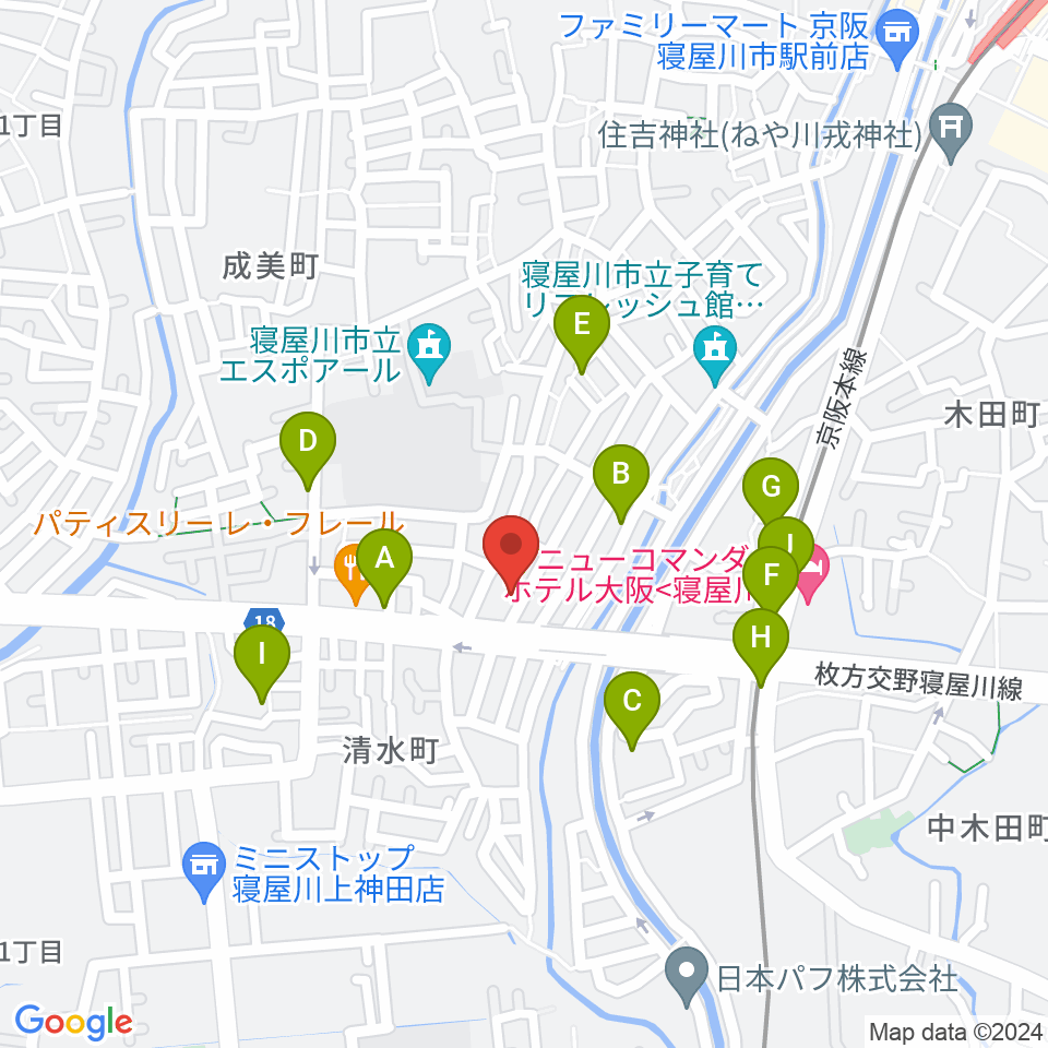 ミュージックワークス周辺の駐車場・コインパーキング一覧地図