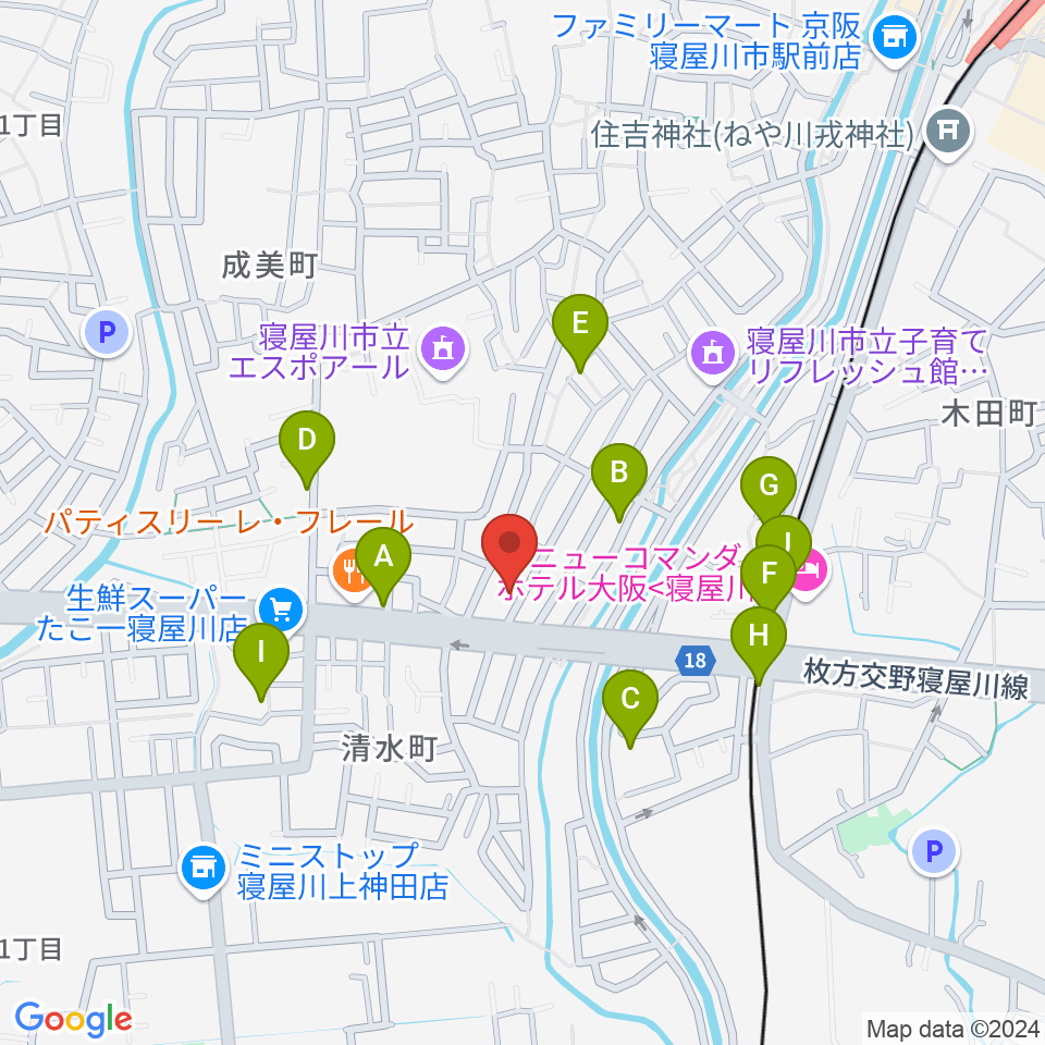 ミュージックワークス周辺の駐車場・コインパーキング一覧地図