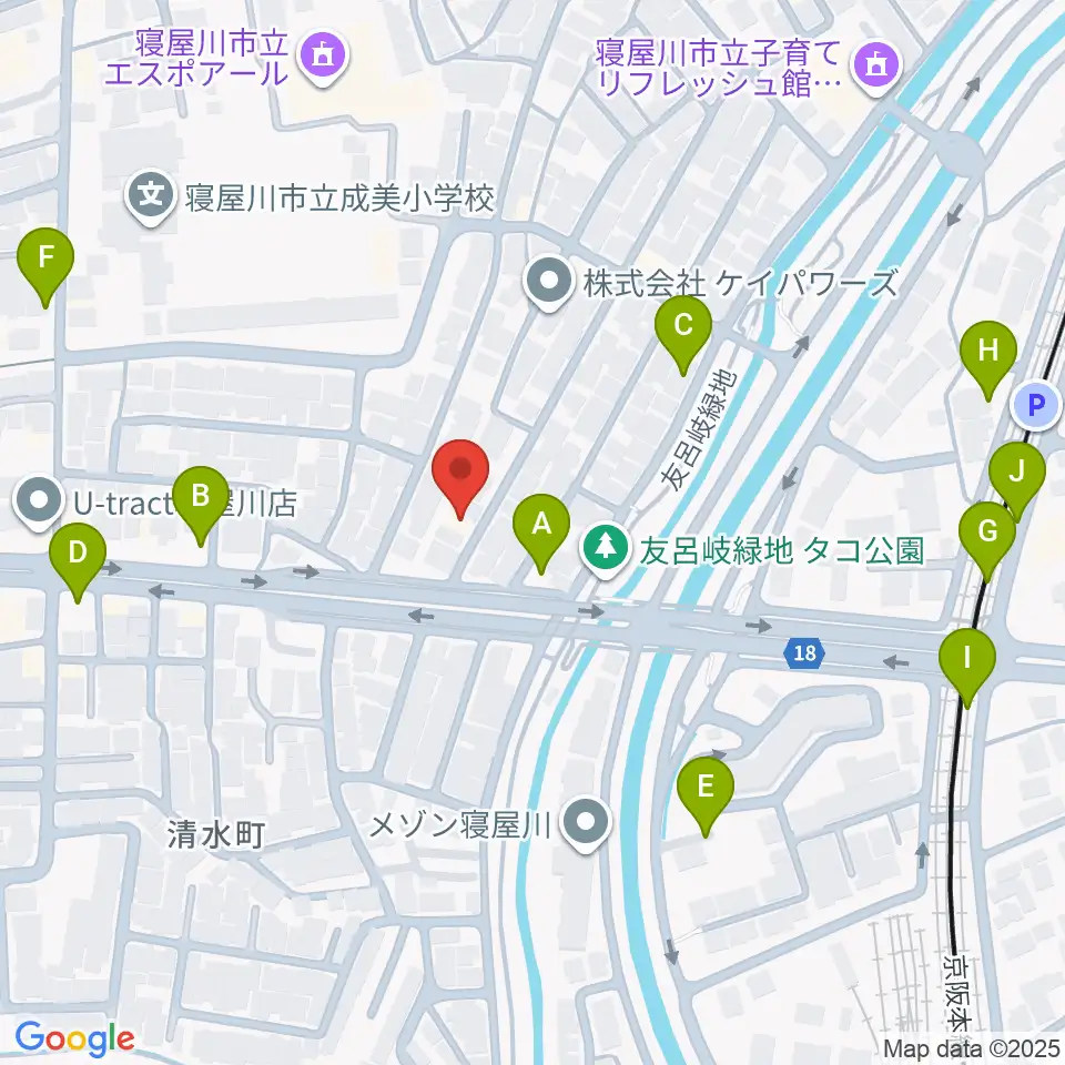 ミュージックワークス周辺の駐車場・コインパーキング一覧地図