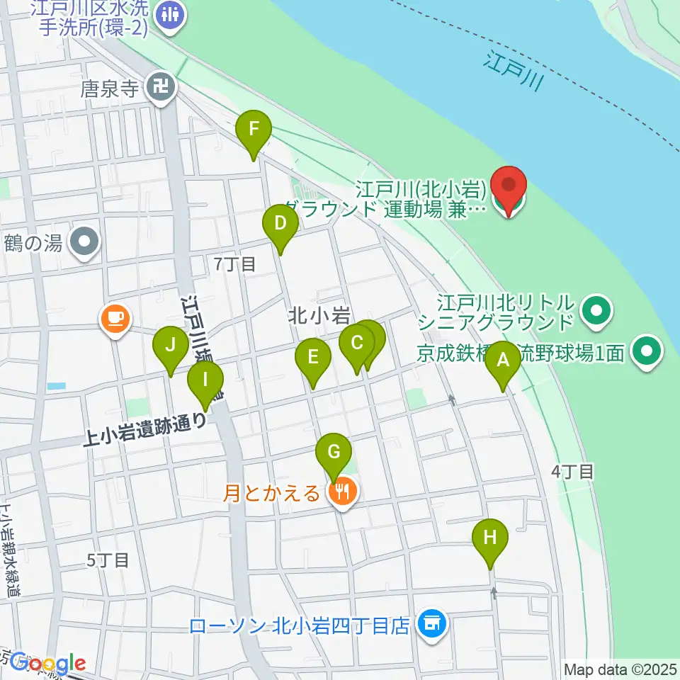 江戸川運動場兼ラグビー場周辺の駐車場・コインパーキング一覧地図
