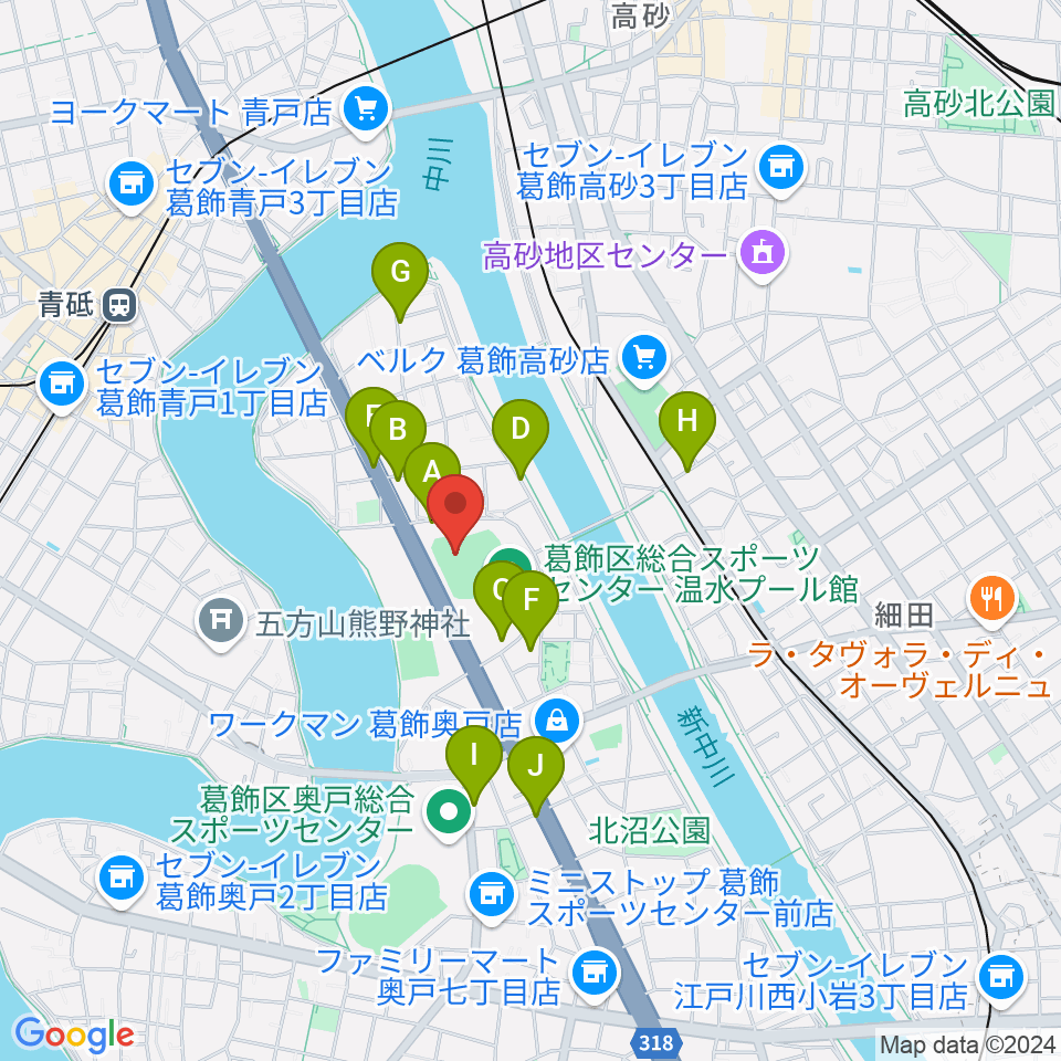 奥戸総合スポーツセンター野球場周辺の駐車場・コインパーキング一覧地図