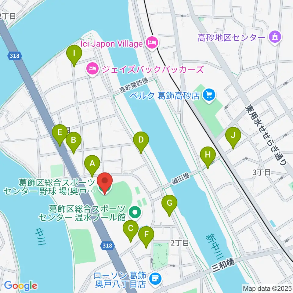 奥戸総合スポーツセンター野球場周辺の駐車場・コインパーキング一覧地図