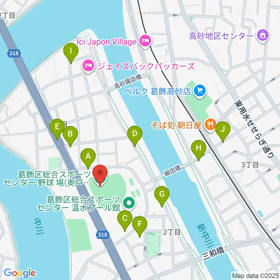 奥戸総合スポーツセンター野球場周辺の駐車場・コインパーキング一覧地図